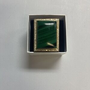 RARITIES Malachite Gold plated And Zircon Wood Gallery Ring